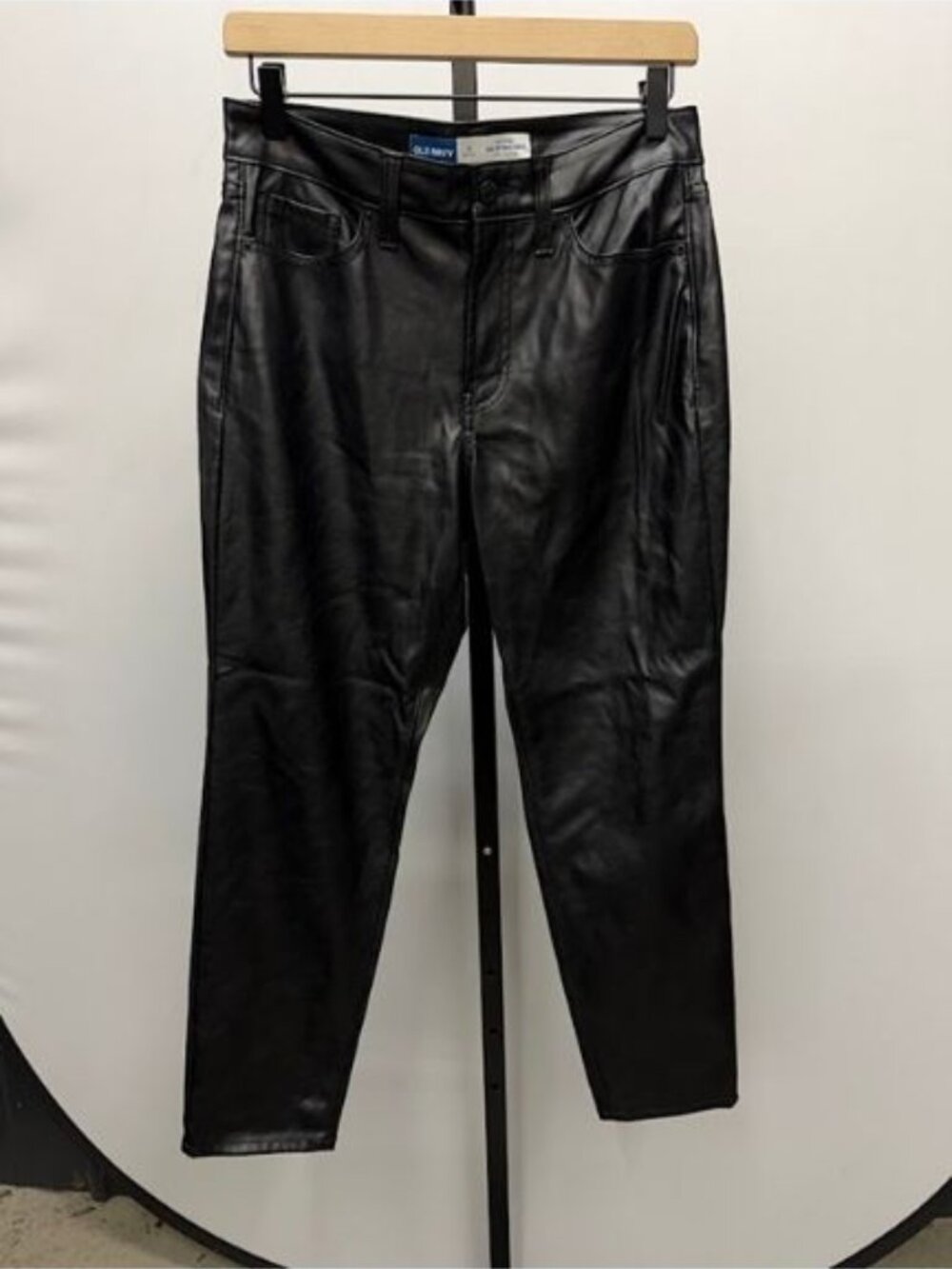 Old Navy OG Straight Black Faux Leather Pants